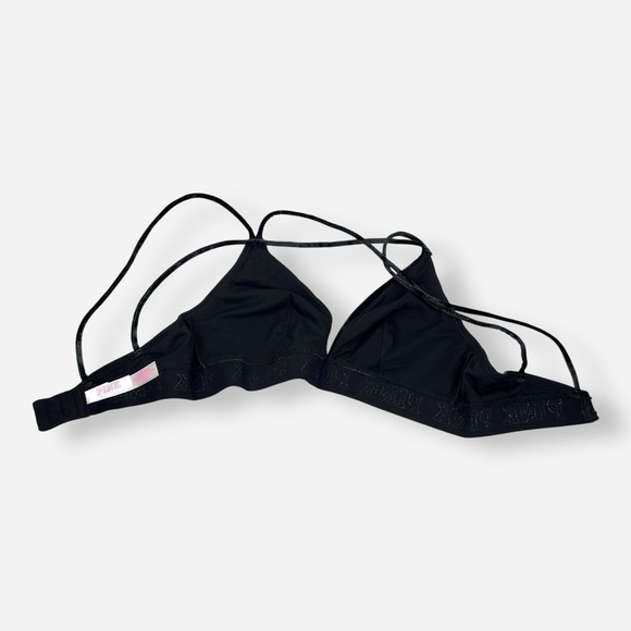Lot Of 2 Victoria's Secret PINK Bralette Bra Womens Medium Wireless Velour Black - Picture 10 of 11
